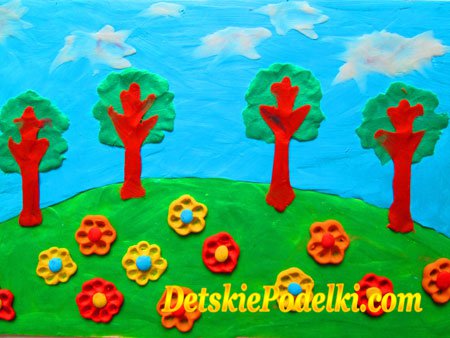 пейзаж из пластилина пейзаж из пластилина