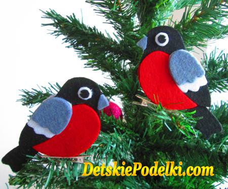 снегири из фетра снегири из фетра